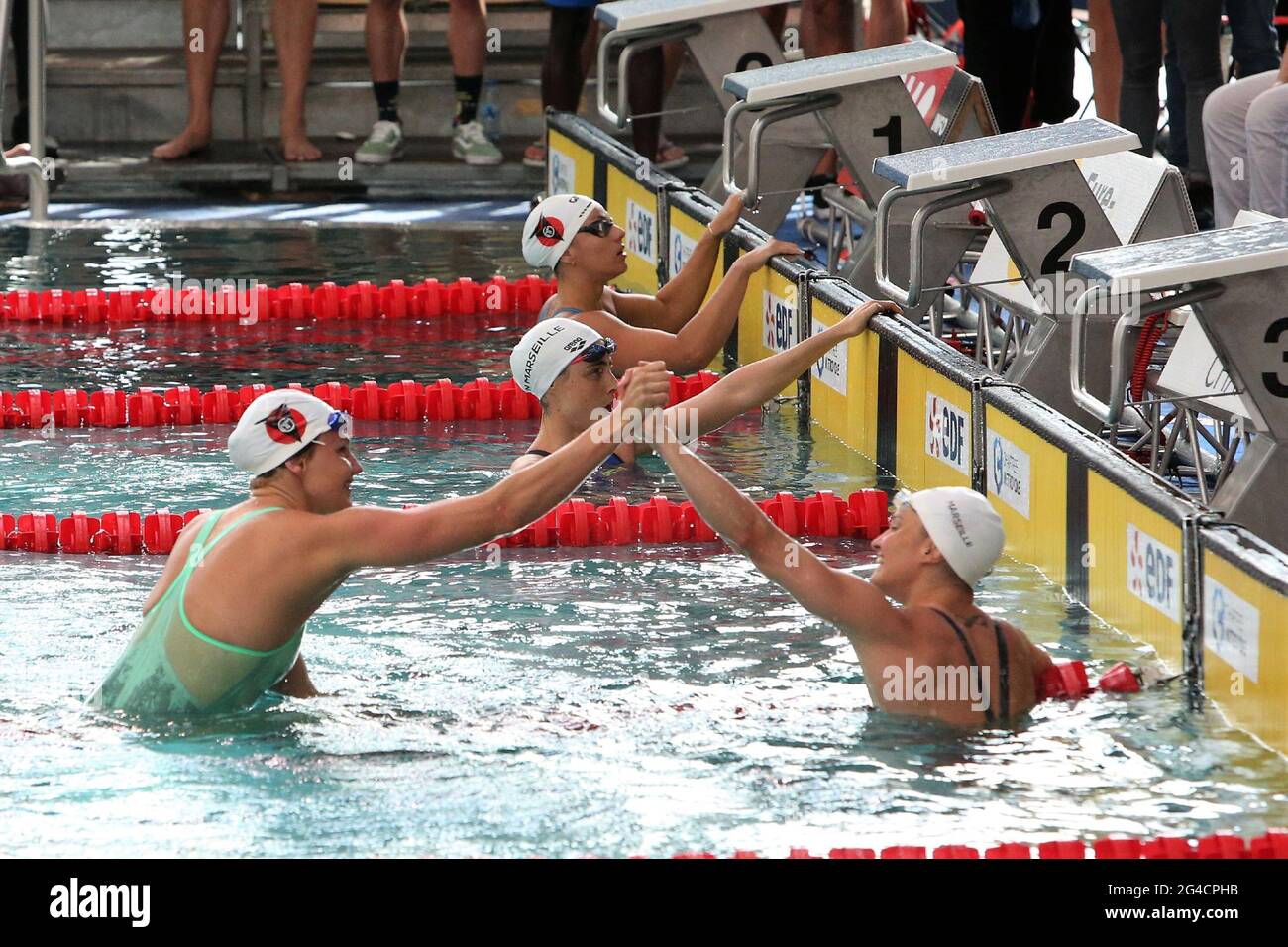 Melanie Henique and Marie Wattel of CN Marseille Finale 50 M Nage libre Women during the 2021