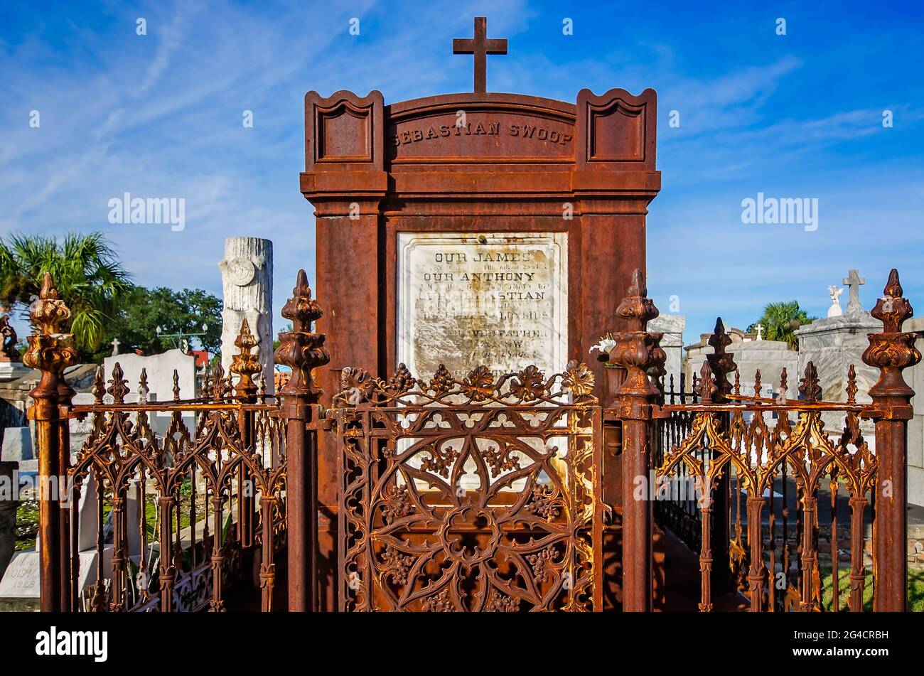 Aboveground graves and family tombs are pictured at St. Patrick