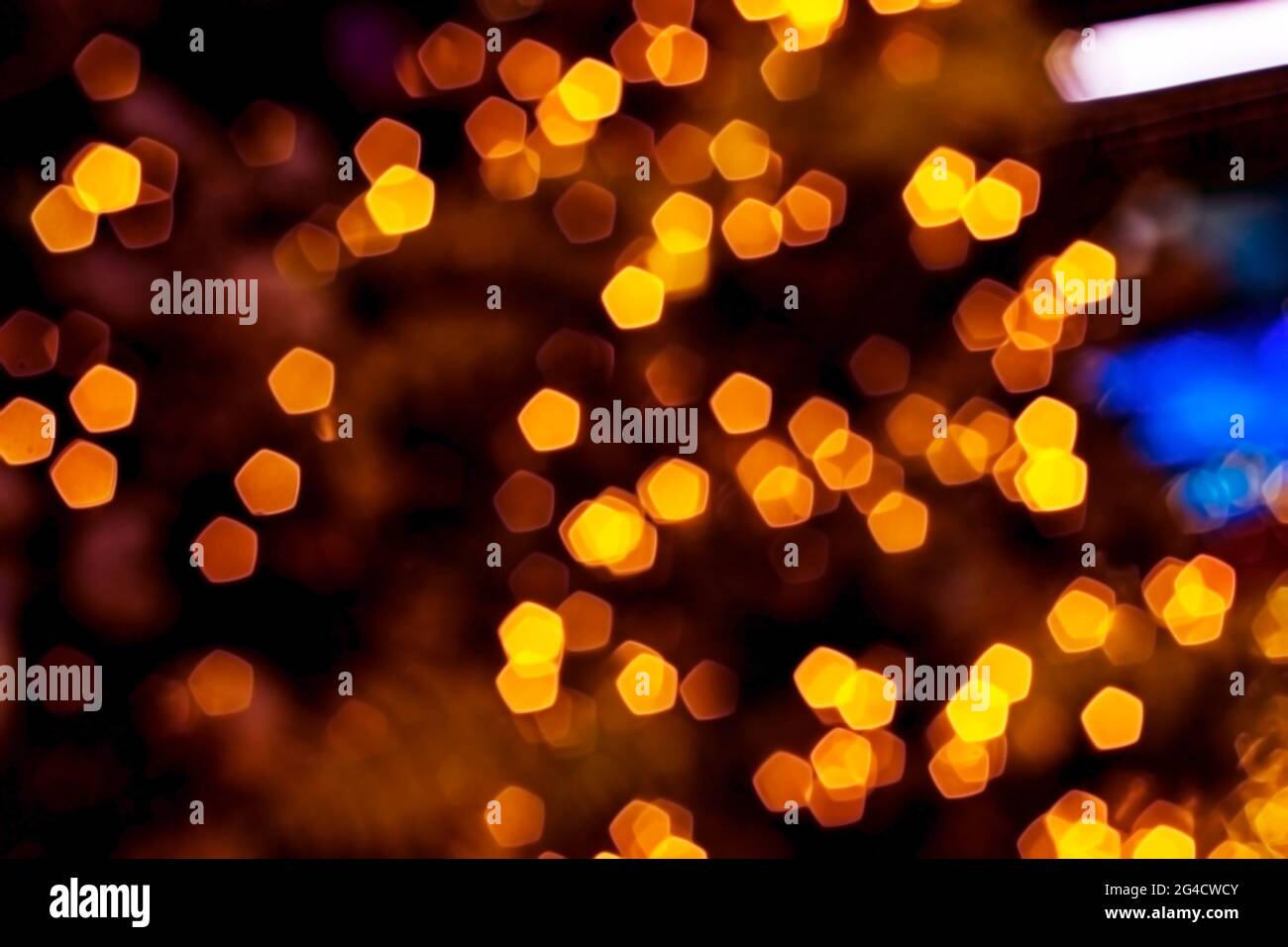 Blurred Golden Lights Abstract Background In The Night, Defocused Dark 