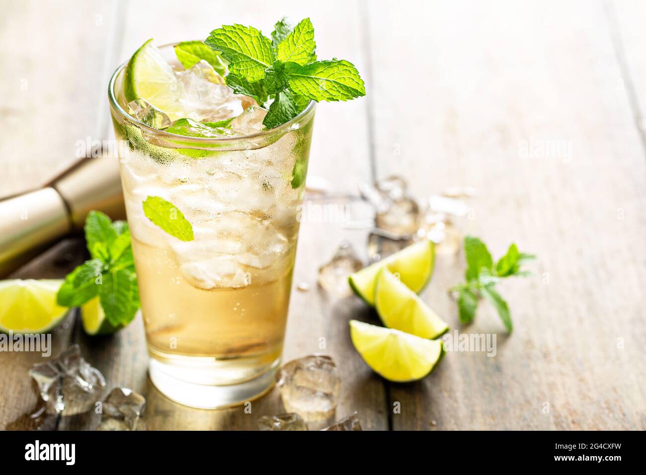 Refreshing summer cocktail with ginger beer and lime Stock Photo