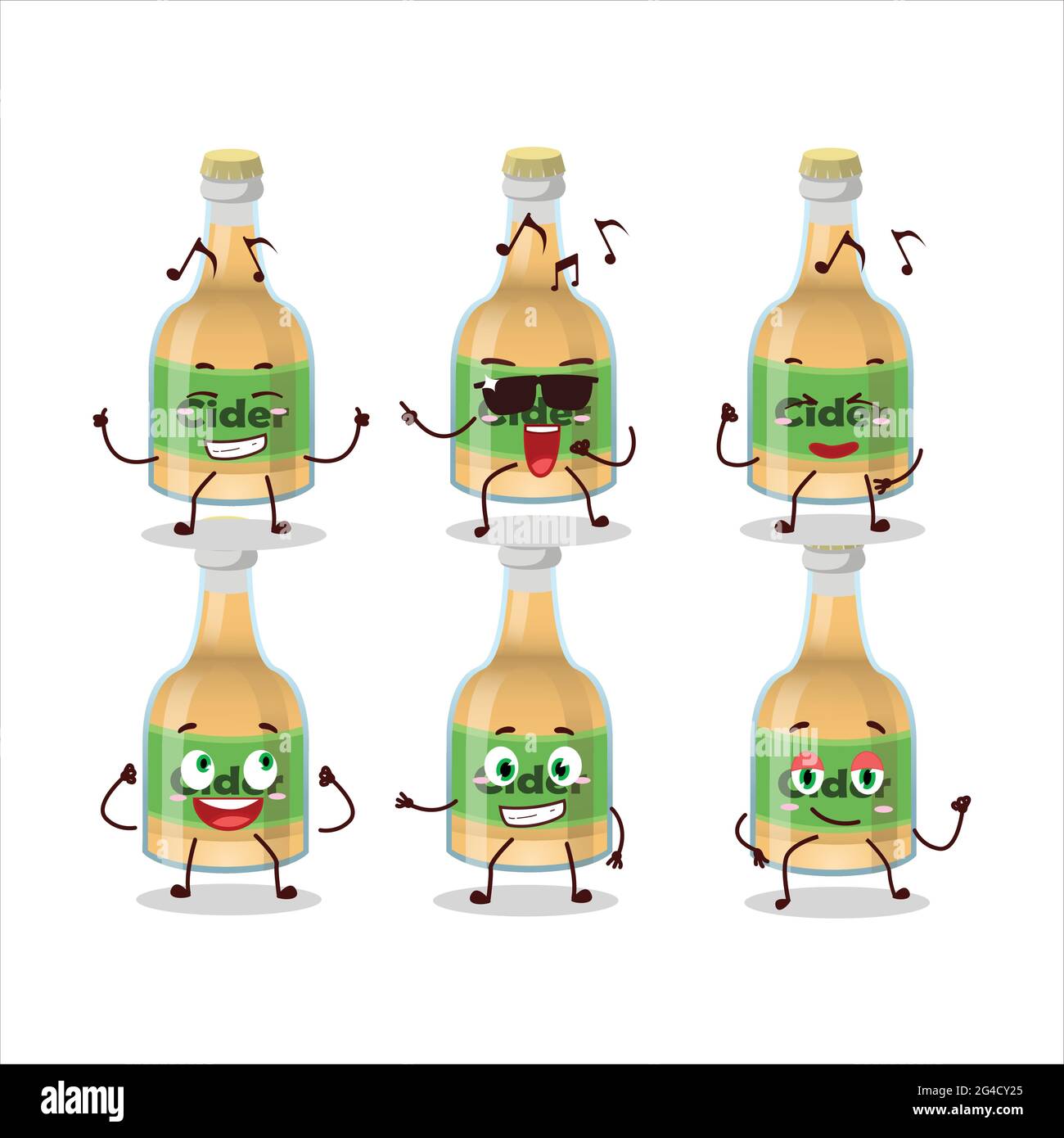 An image of cider bottle dancer cartoon character enjoying the music