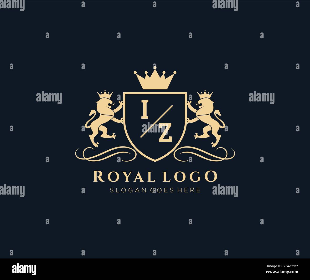 IZ Letter Lion Royal Luxury Heraldic,Crest Logo template in vector art ...