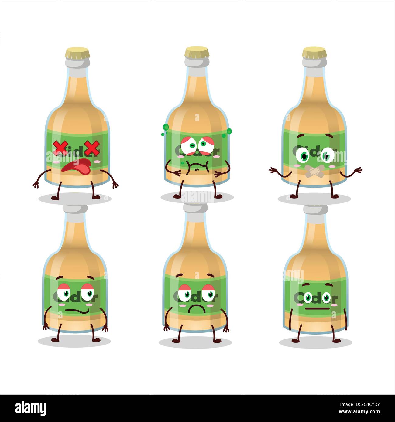Cider bottle cartoon character with nope expression. Vector