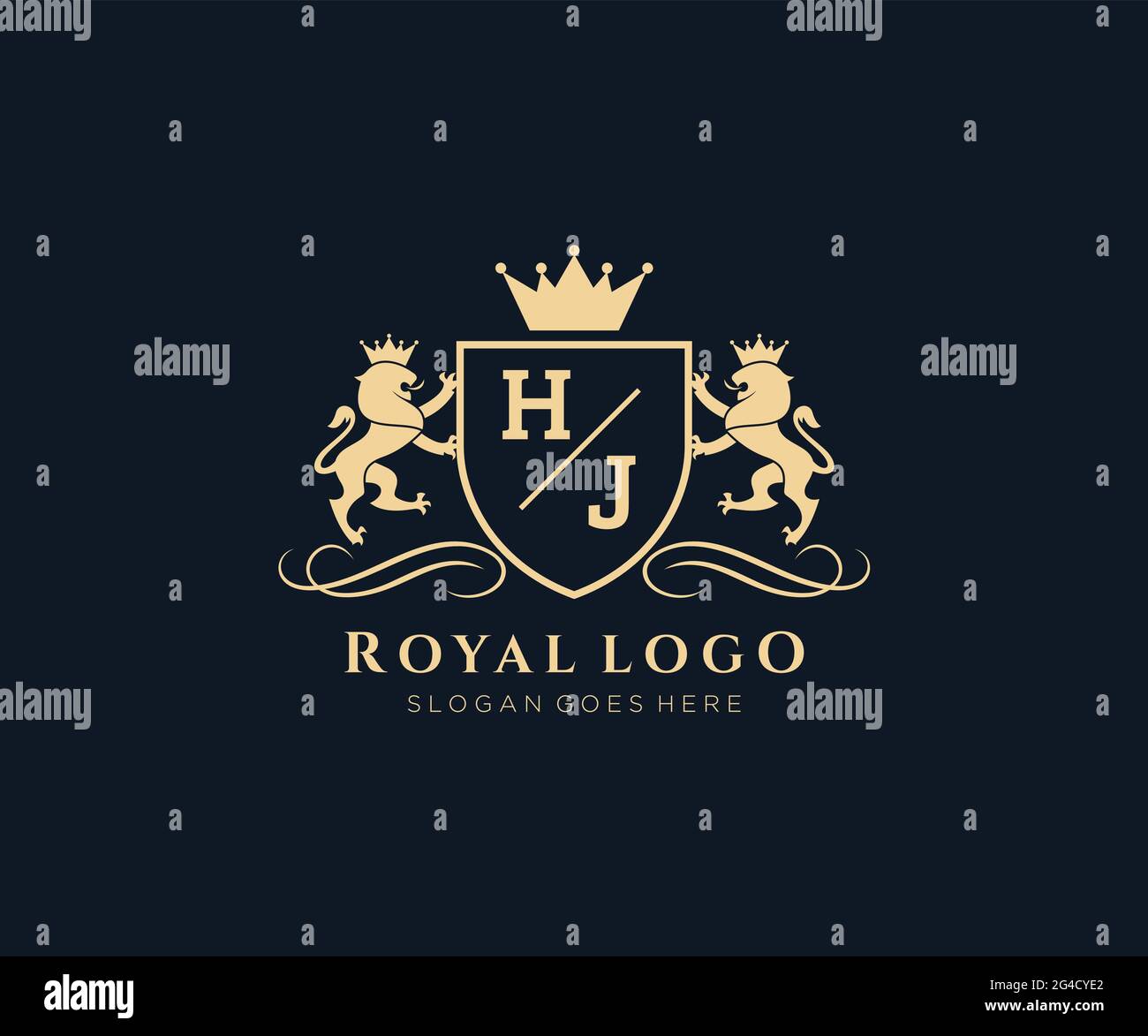 HJ Letter Lion Royal Luxury Heraldic,Crest Logo template in vector art ...