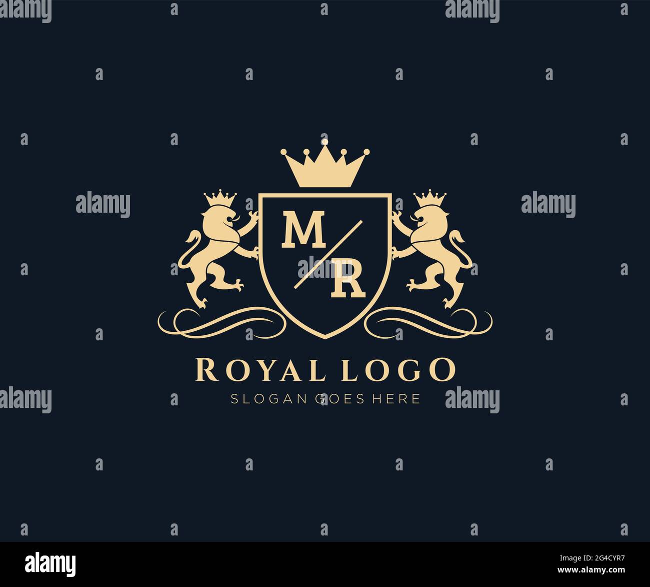 MR Letter Lion Royal Luxury Heraldic,Crest Logo template in vector art ...