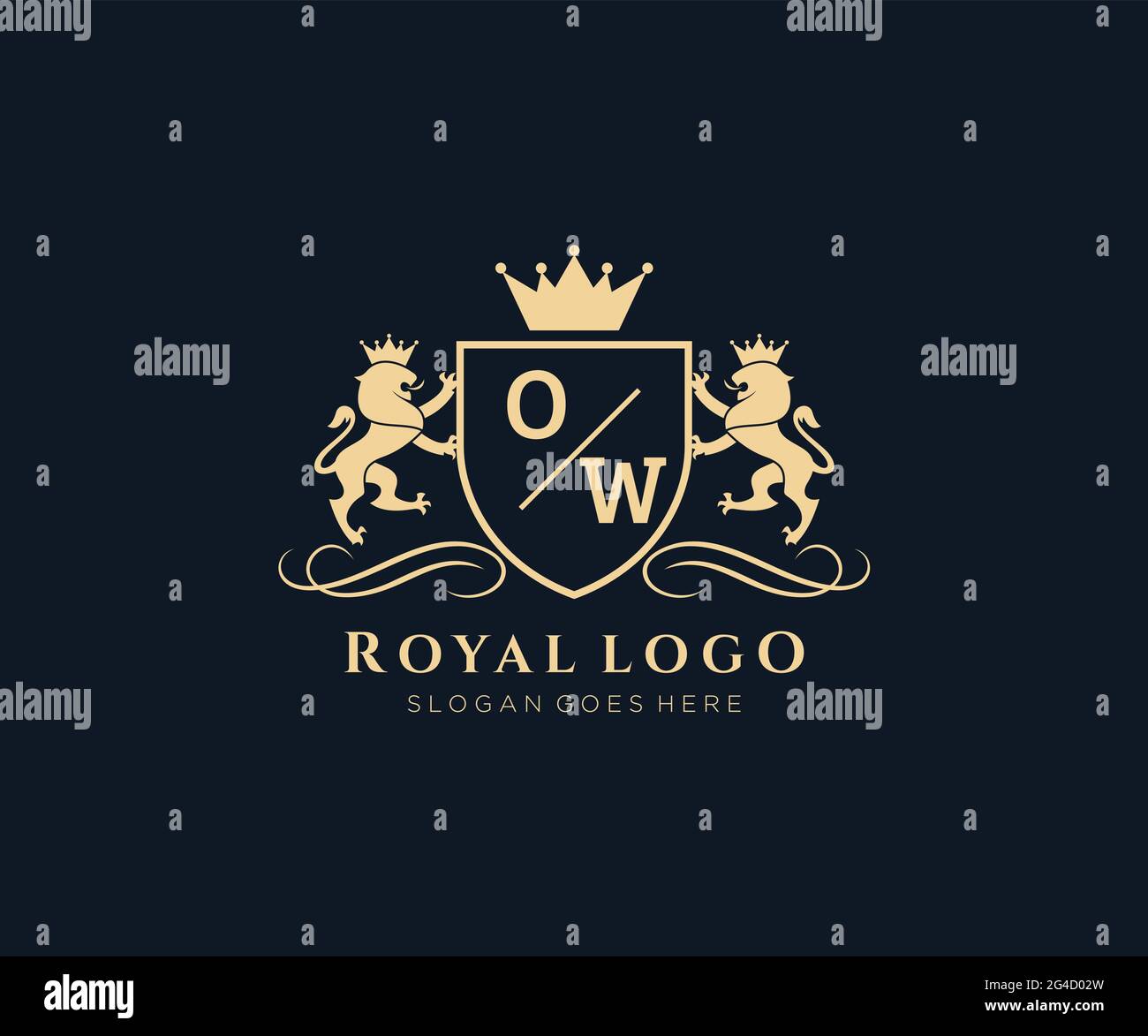 OW Letter Lion Royal Luxury Heraldic,Crest Logo template in vector art ...