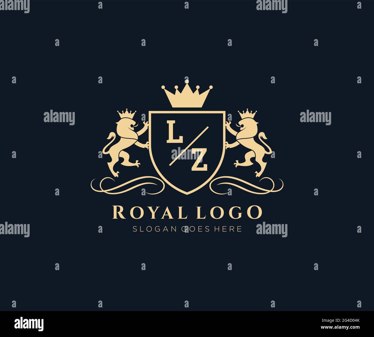 LZ Letter Lion Royal Luxury Heraldic,Crest Logo template in vector art ...