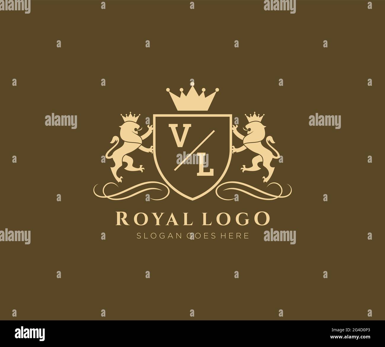 Vl letter initial luxurious brand logo template Vector Image