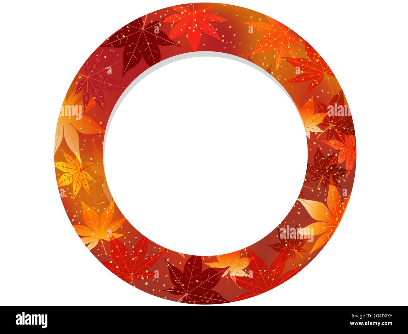 Autumn Maple Leaf Round Frame. Easy To Use Vector Illustration Isolated ...