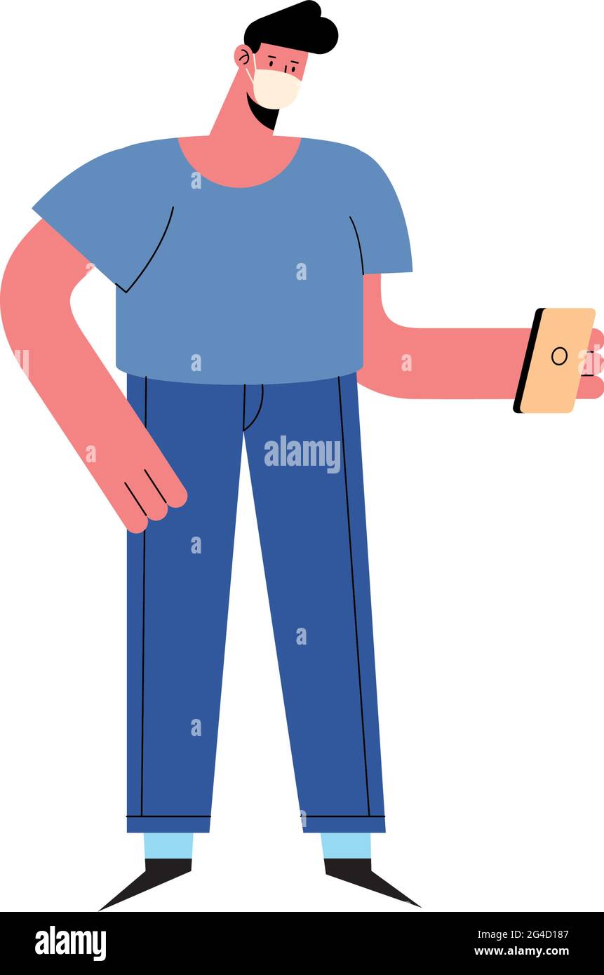 young man standing using smartphone character Stock Vector Image & Art ...