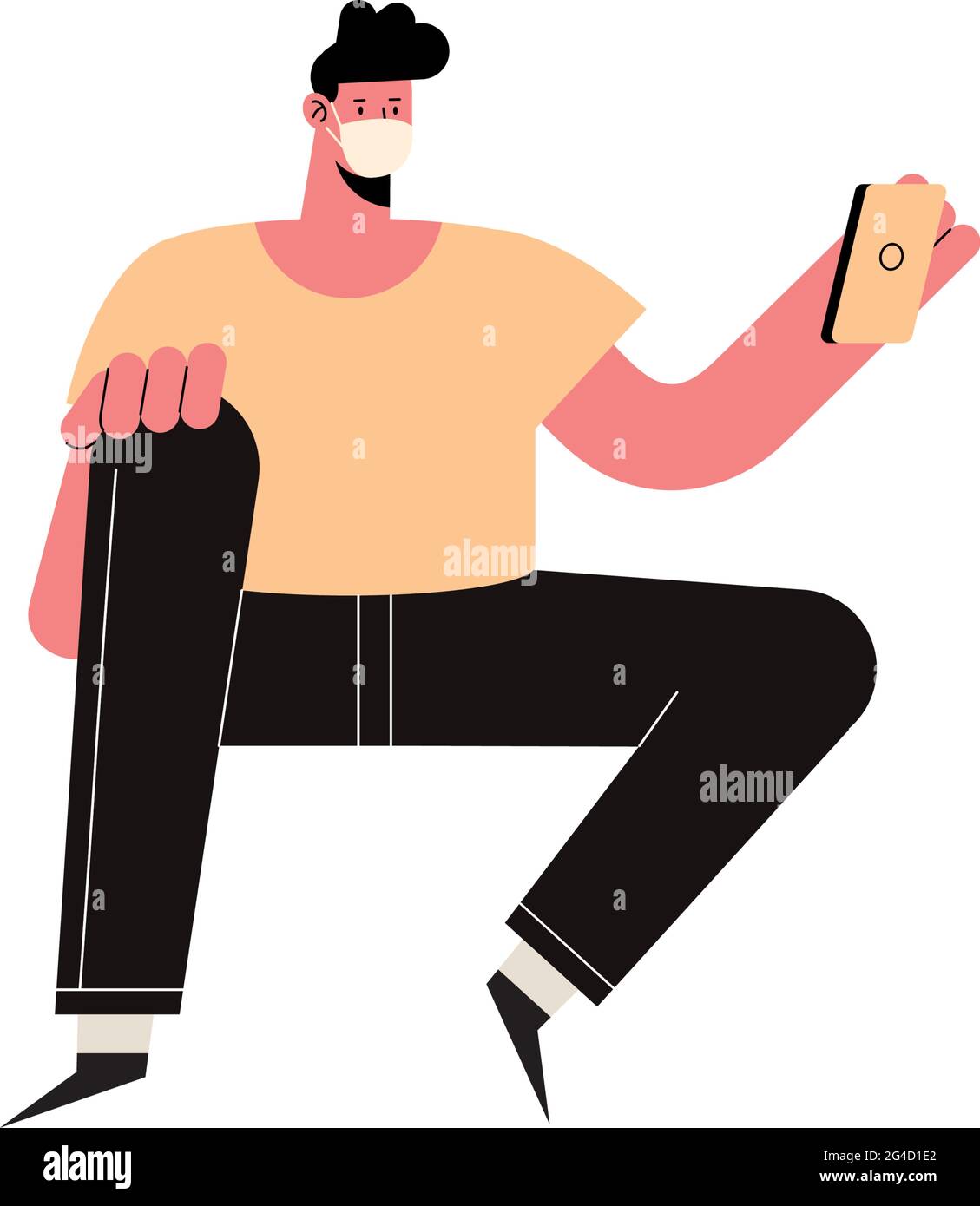 young man seated using smartphone character Stock Vector Image & Art ...