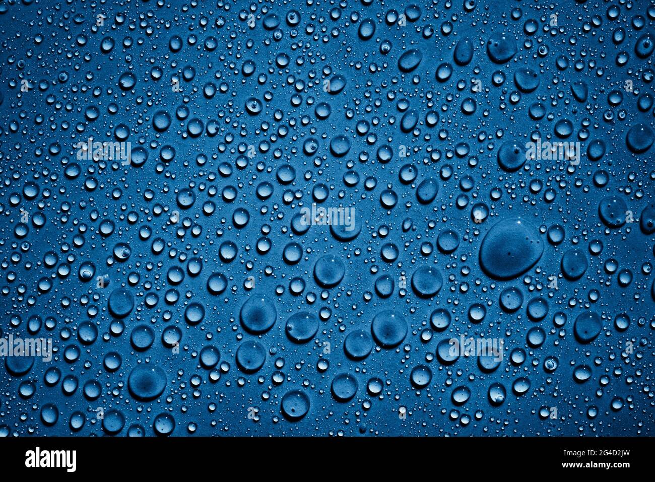 Water droplets on blue background Stock Photo