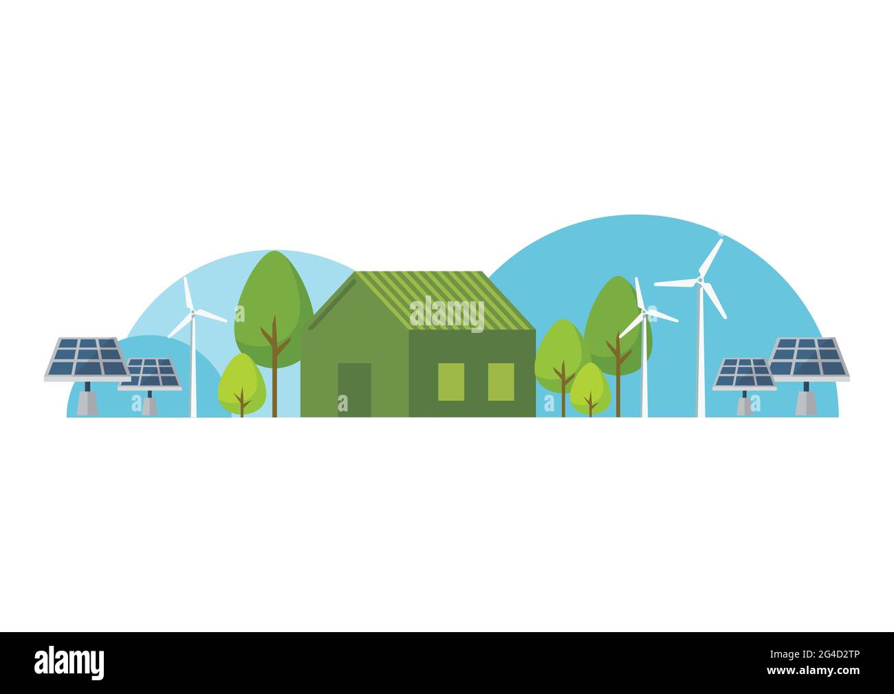 Eco house with green energy. Vector illustration Stock Vector Image ...