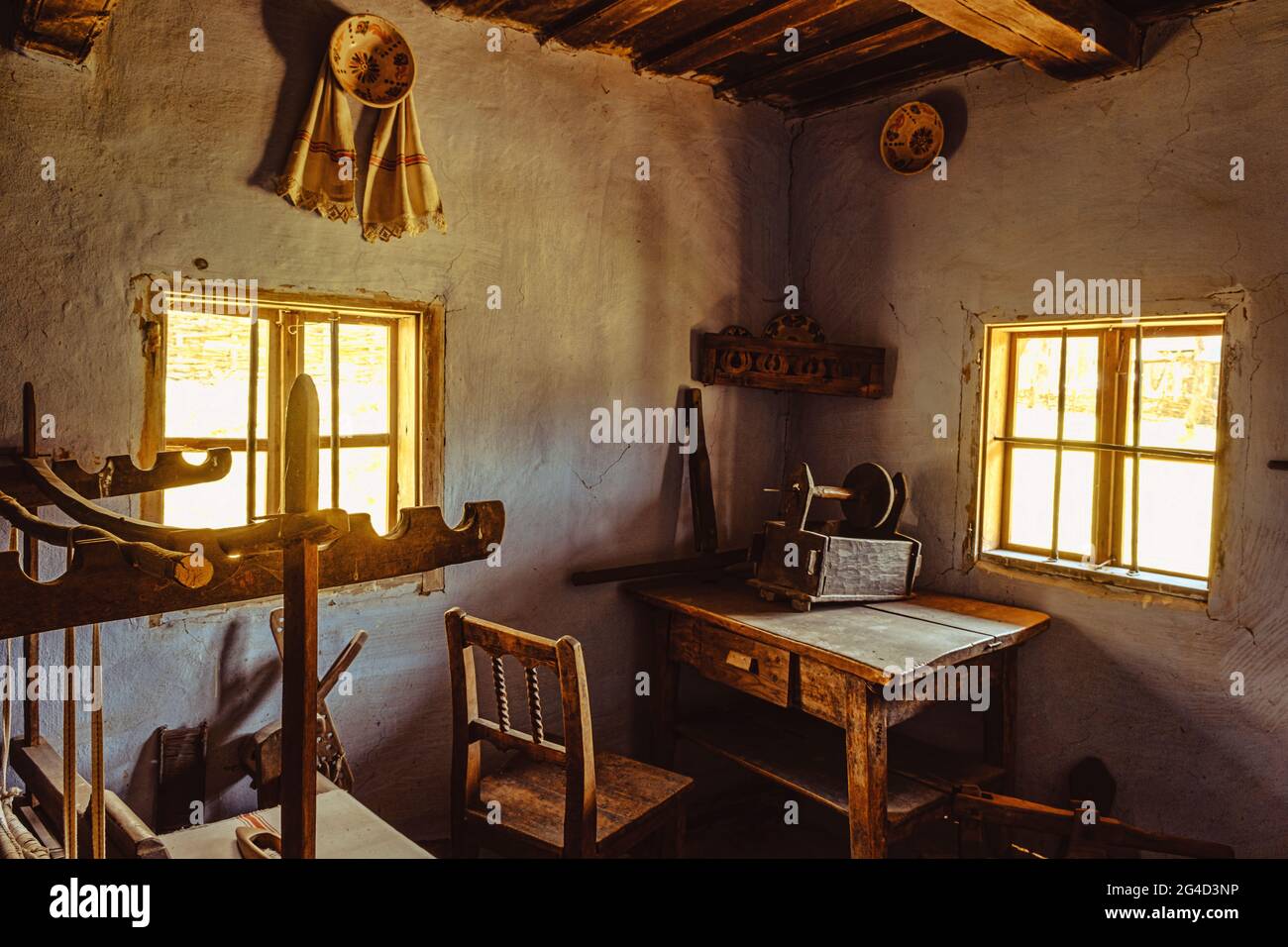 Traditional Romanian folk house interior with rural furniture and decoration  Stock Photo - Alamy
