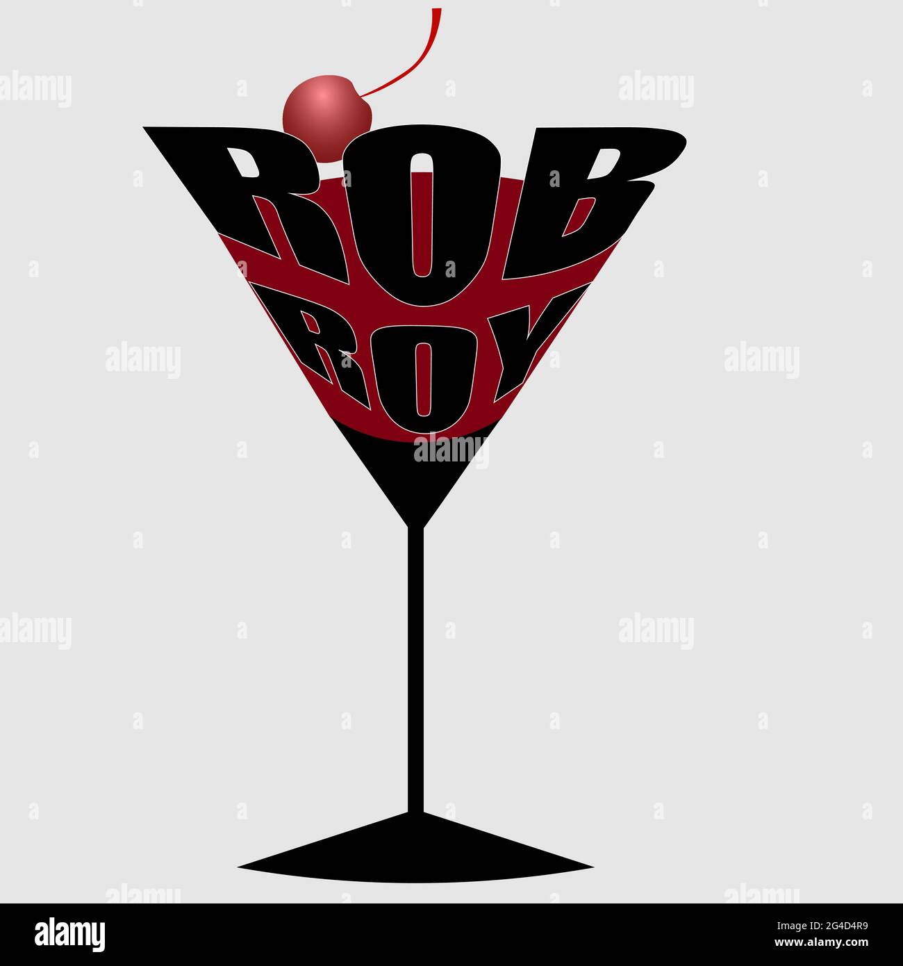 minimalistic lettering of Rob Roy cocktail logo on light background 2 Stock Vector