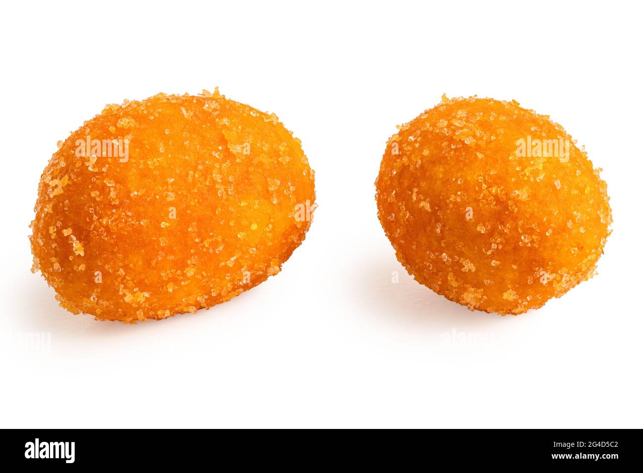 Two whole paprika coated peanuts isolated on white. Stock Photo