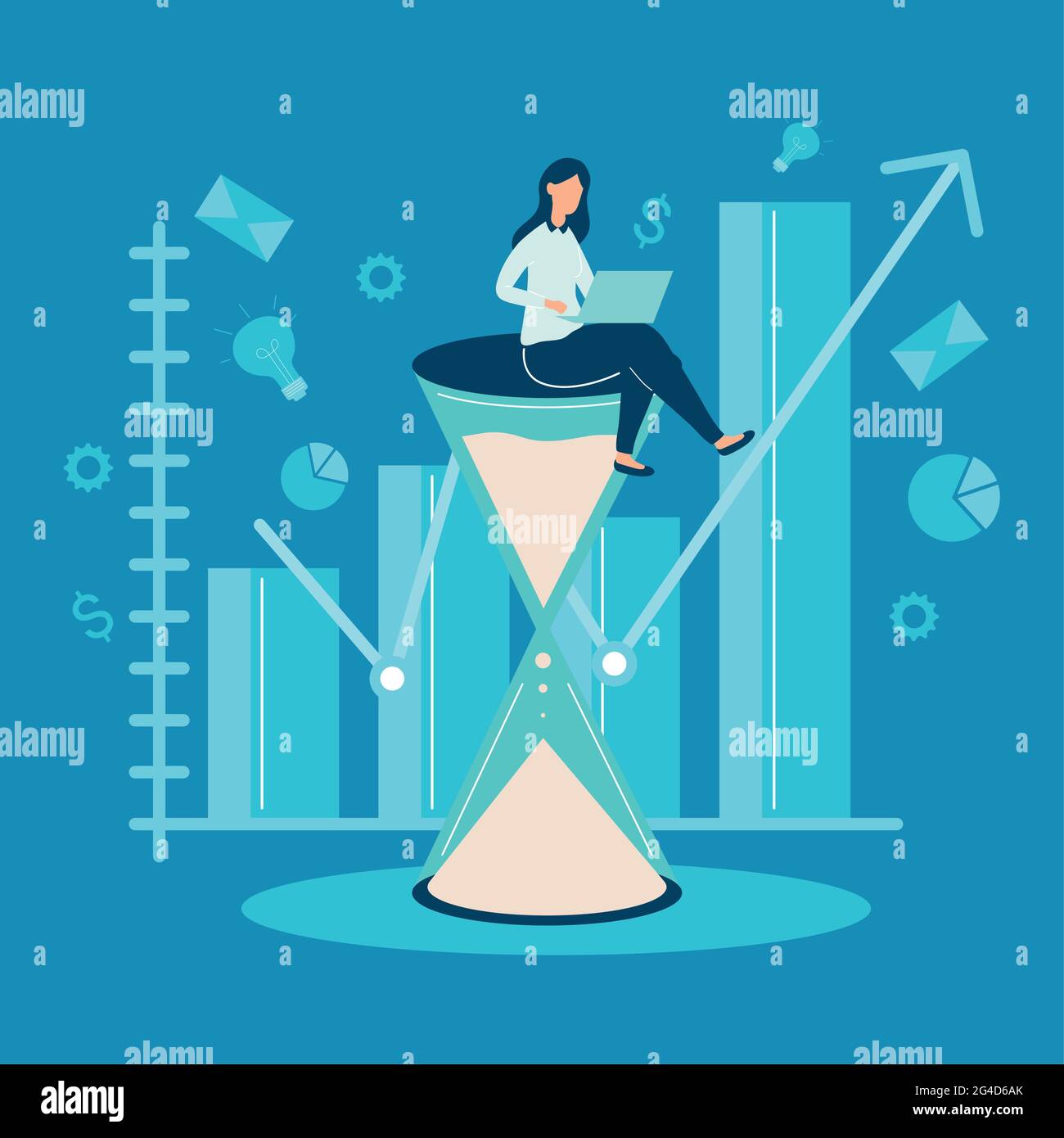 productive man working in laptop Stock Vector