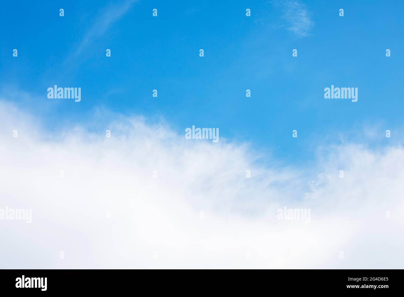 Blue sky background and white clouds soft focus, and copy space horizontal shape Stock Photo
