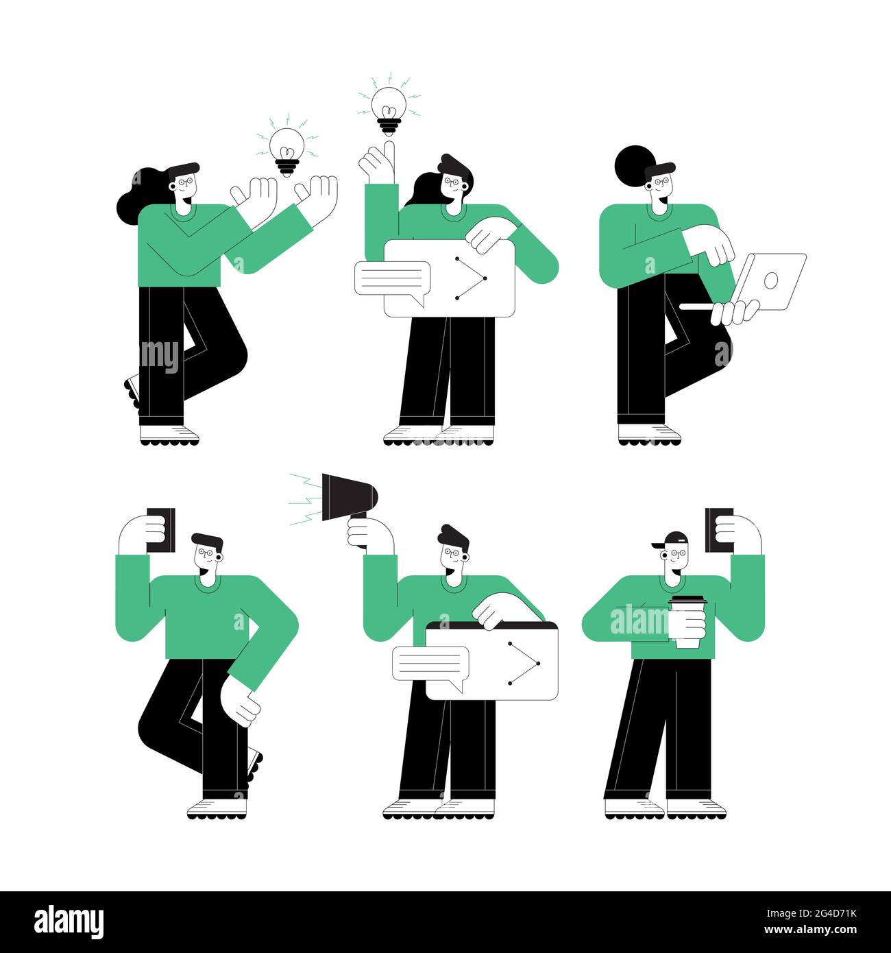 persons using technology online characters Stock Vector