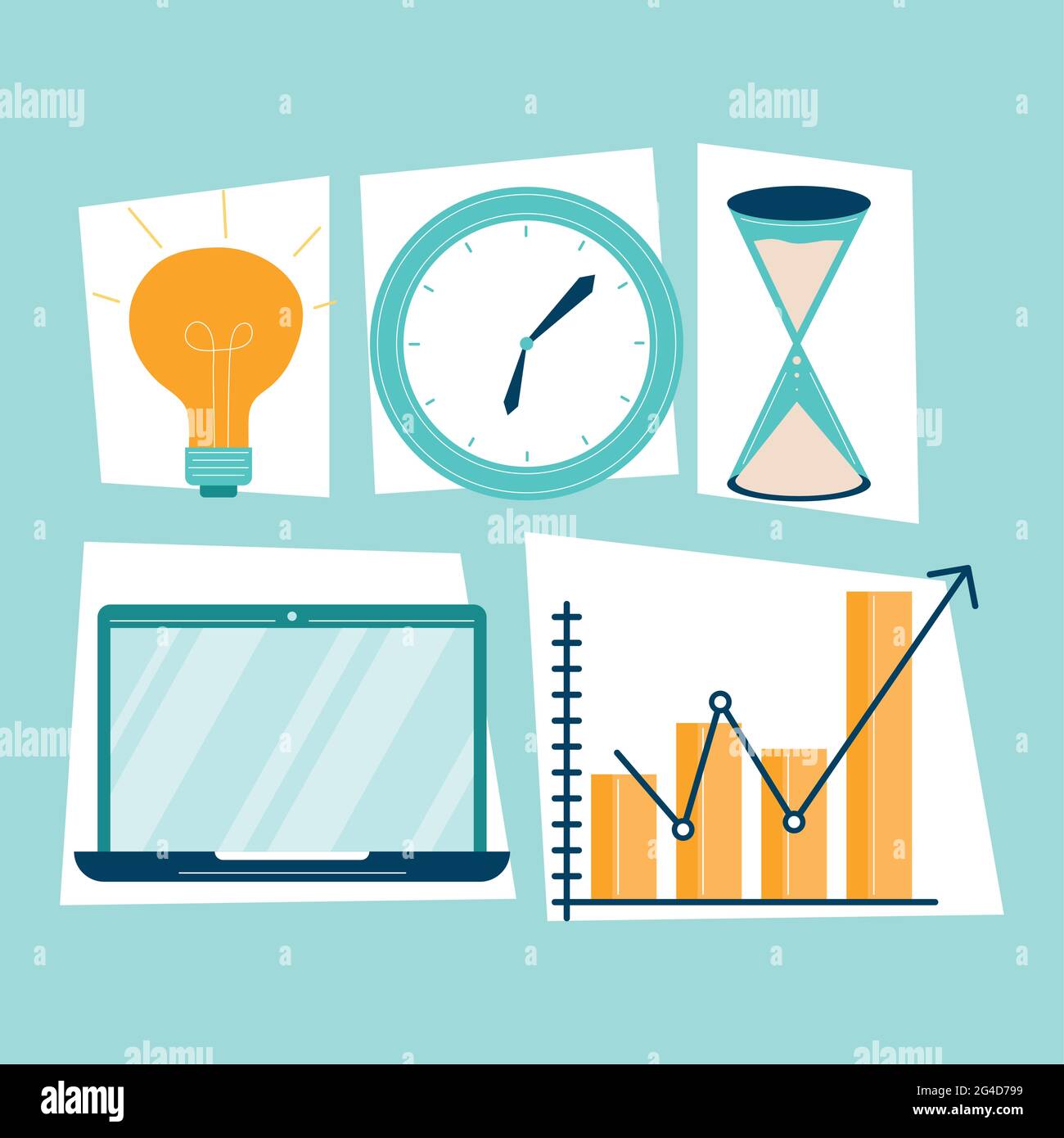 five productivity work set icons Stock Vector