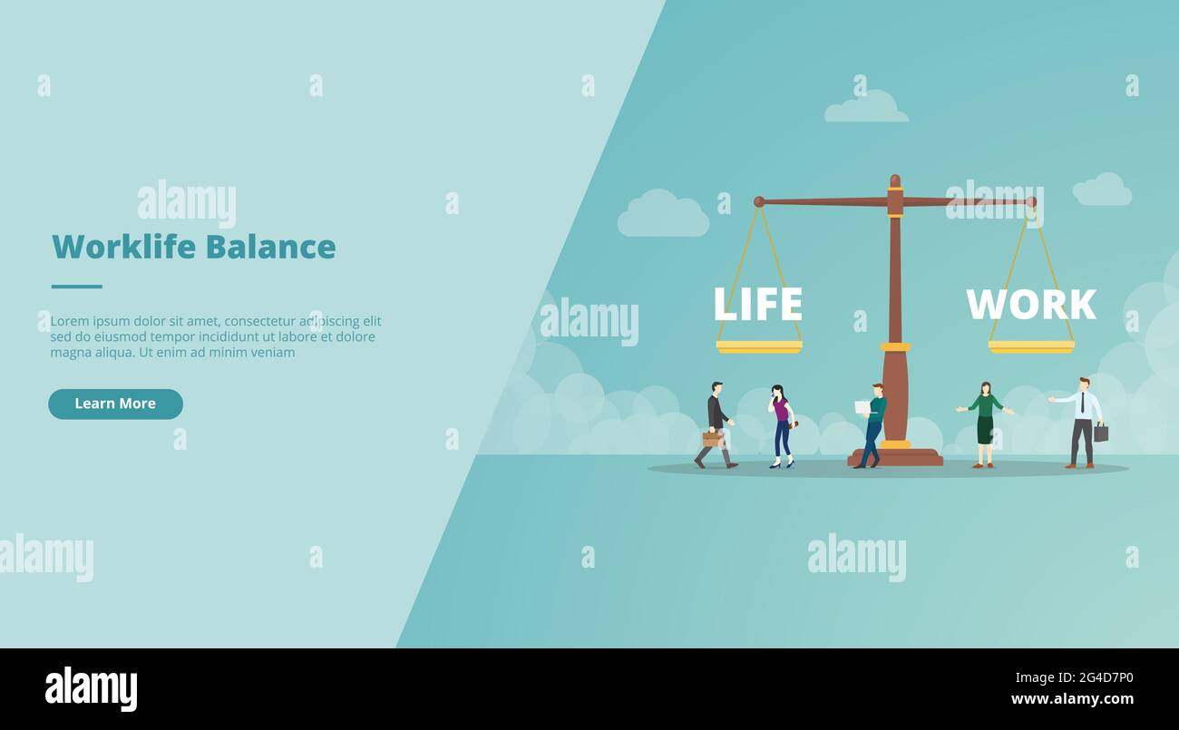 work life balance on scale concept for website landing homepage ...