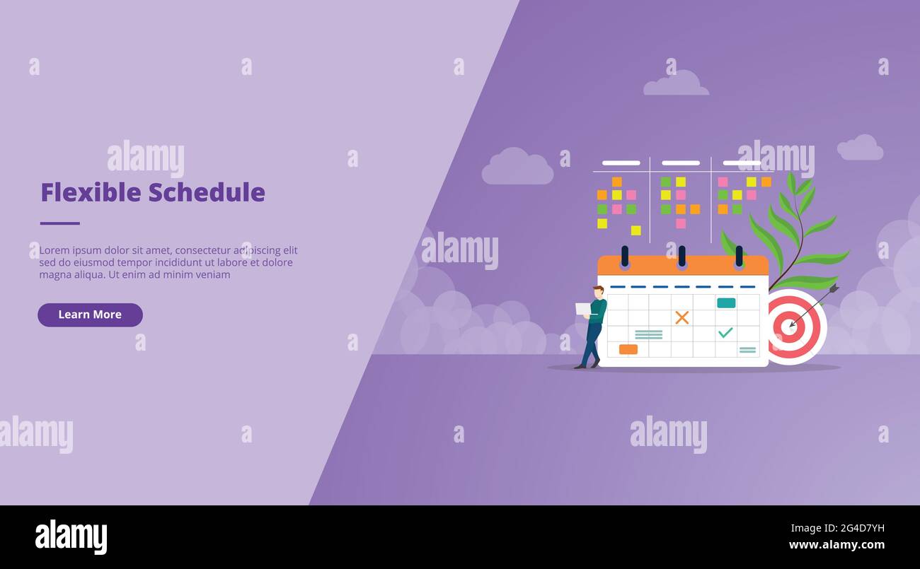 flexible schedule or calendar management for website landing homepage ...