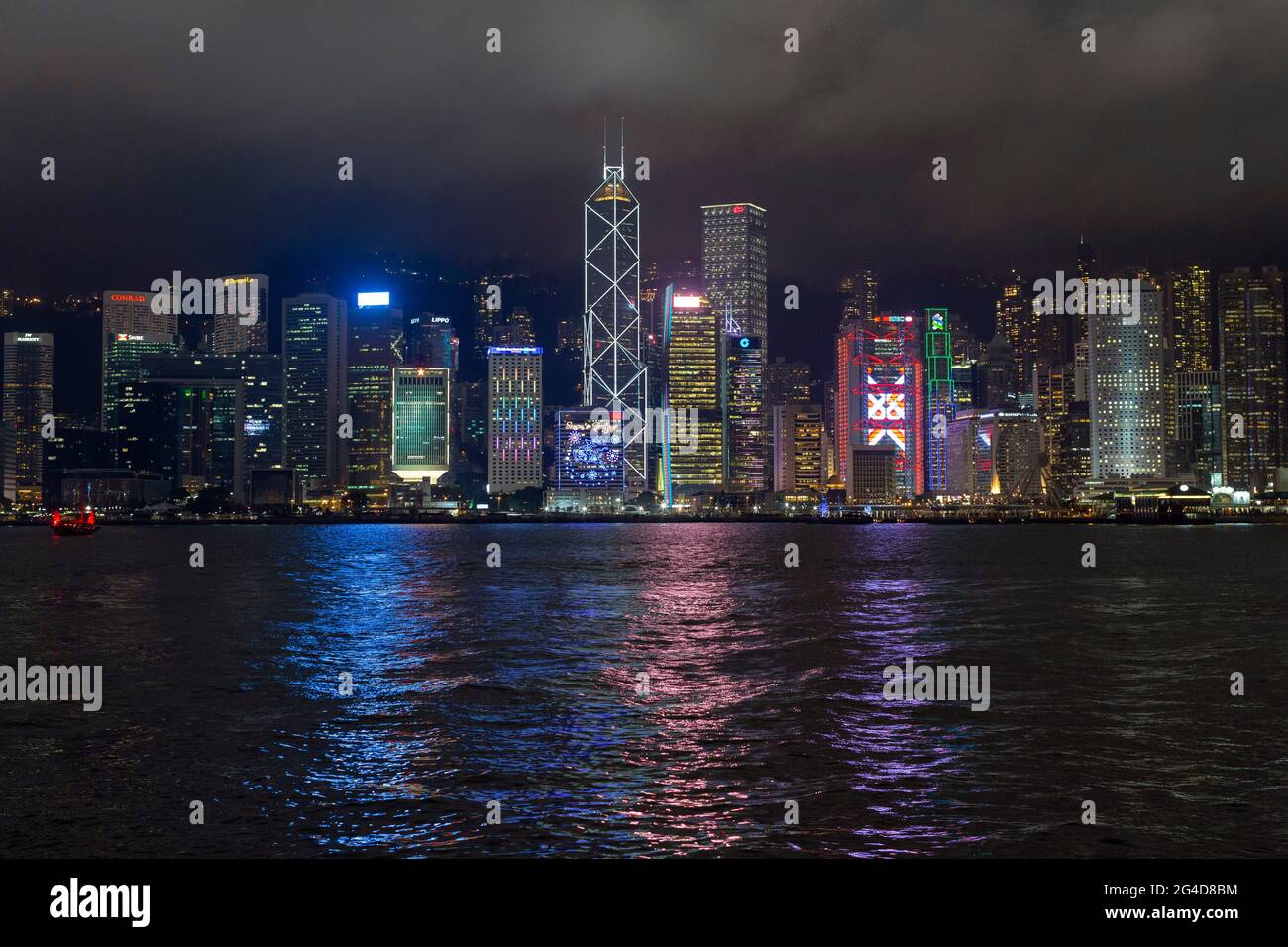 Victoria harbour skyline at night in Hong Kong Stock Photo