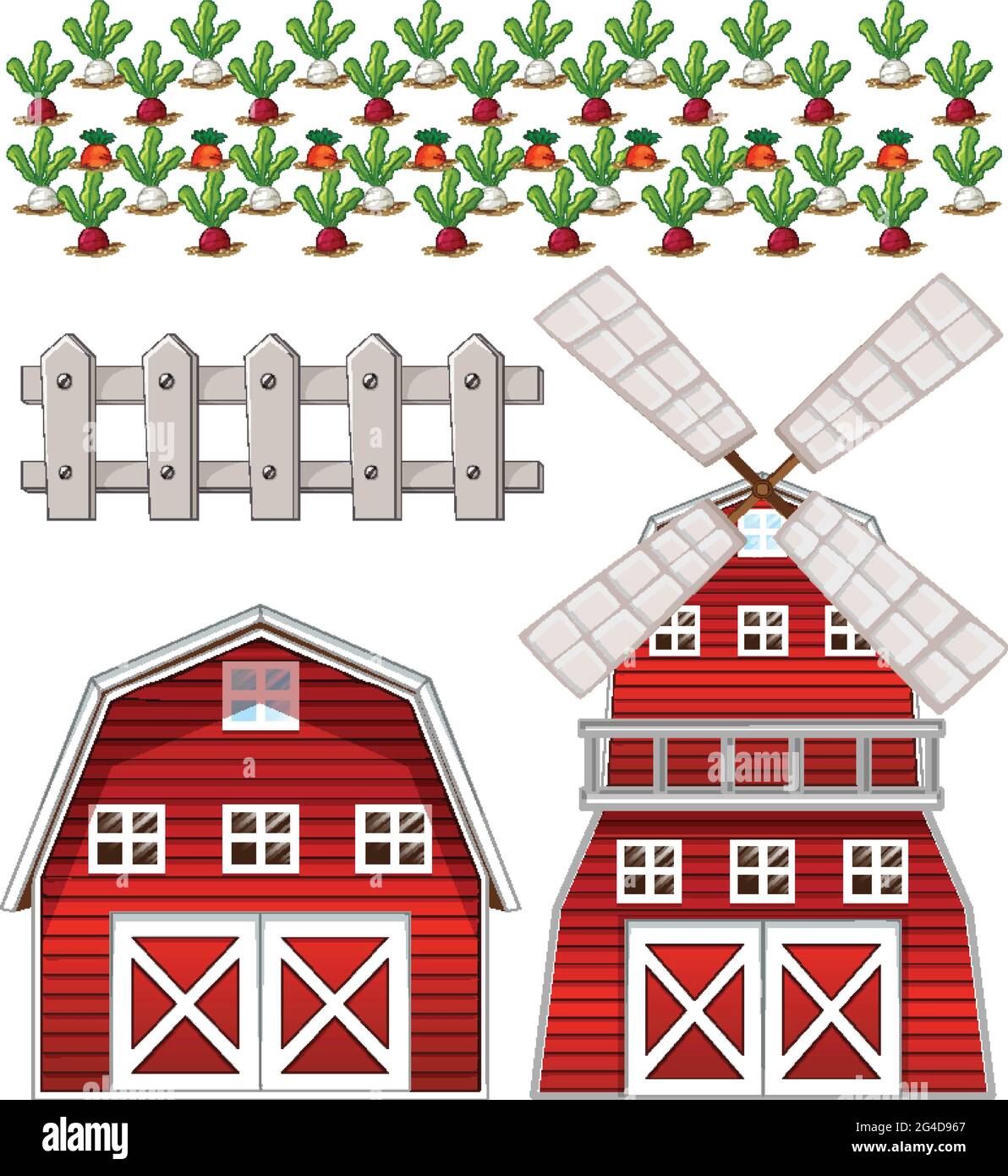 Farm element set isolated on white background illustration Stock Vector ...