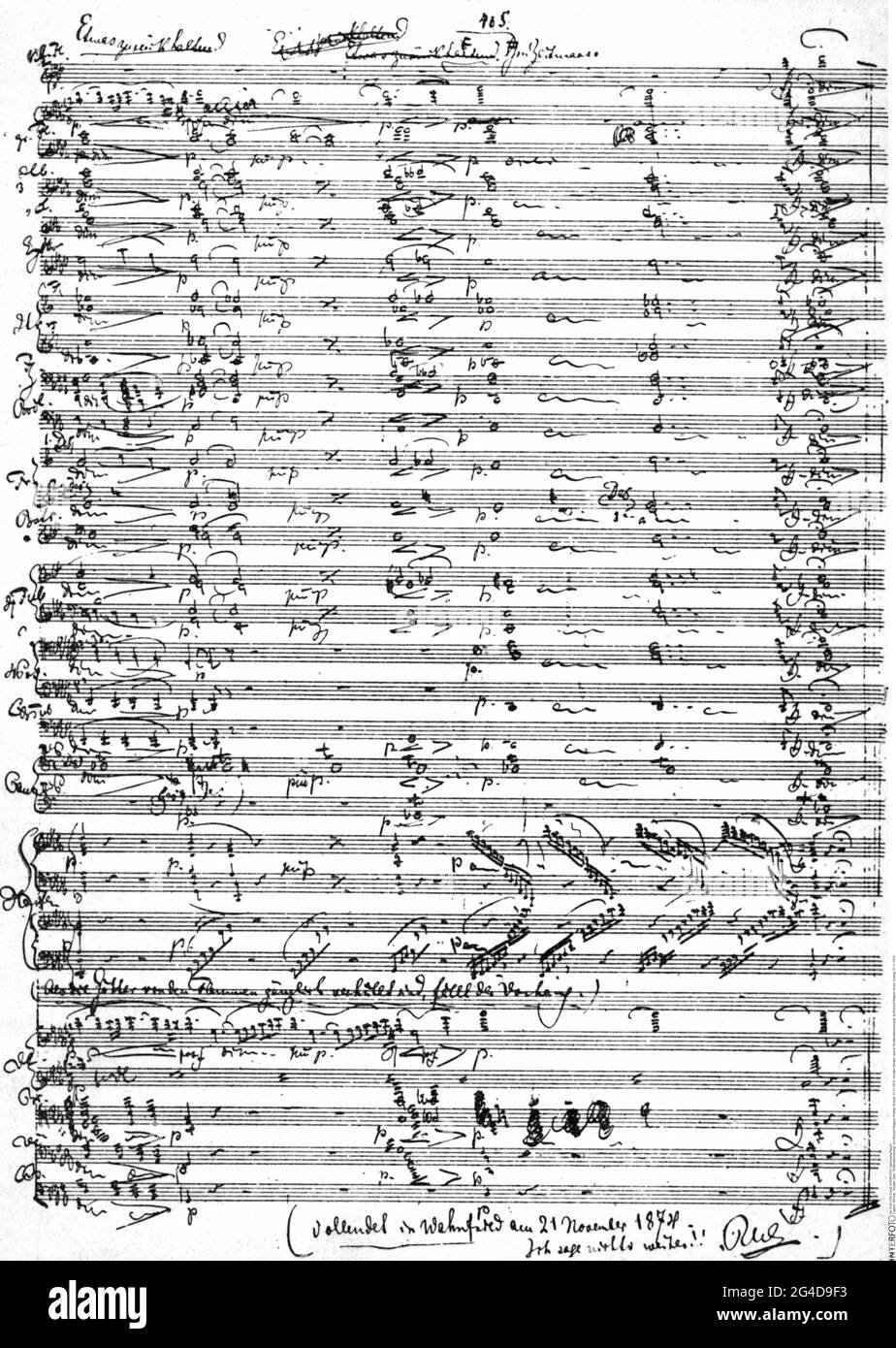 theatre / theater, opera, 'Goetterdaemmerung', by Richard Wagner, score, closing, 21.11.1874, ARTIST'S COPYRIGHT HAS NOT TO BE CLEARED Stock Photo