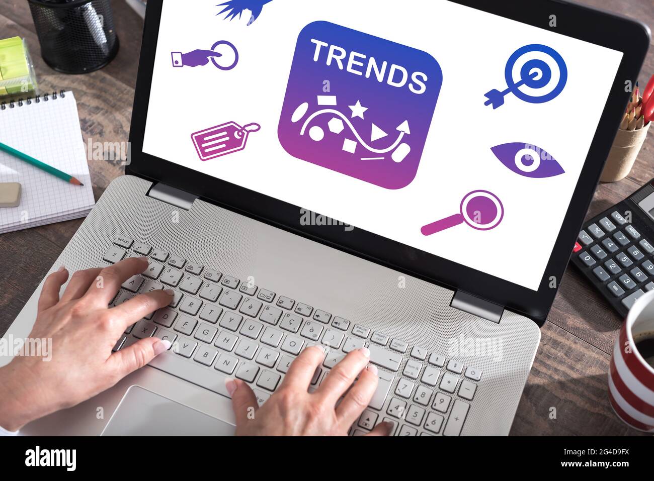 Trends concept shown on a laptop screen Stock Photo