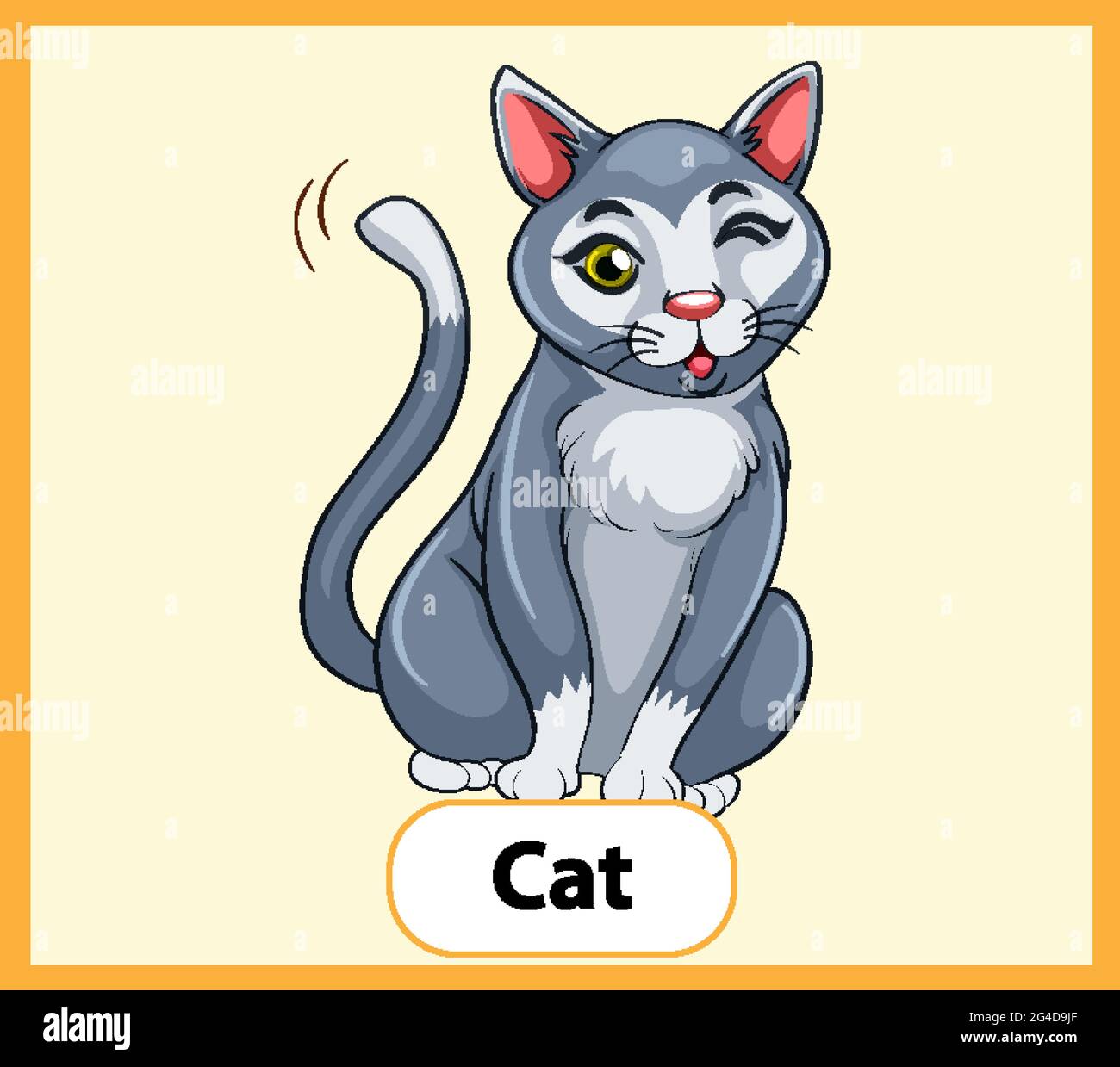 educational-english-word-card-of-cat-illustration-stock-vector-image