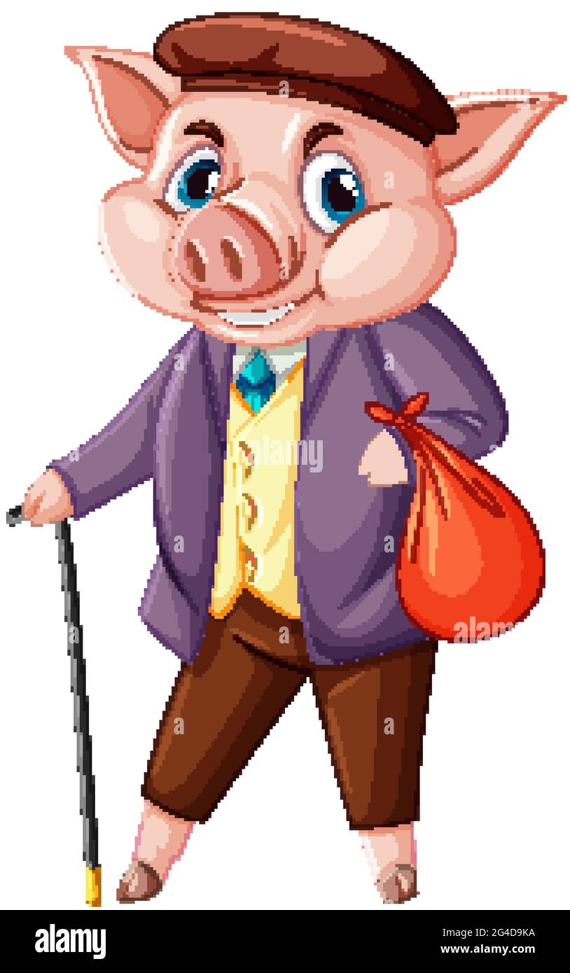 Peter rabbit concept with A pig wearing suit cartoon character isolated ...