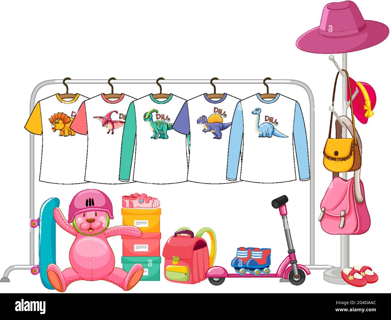 Isolated clothes on the rack display illustration Stock Vector