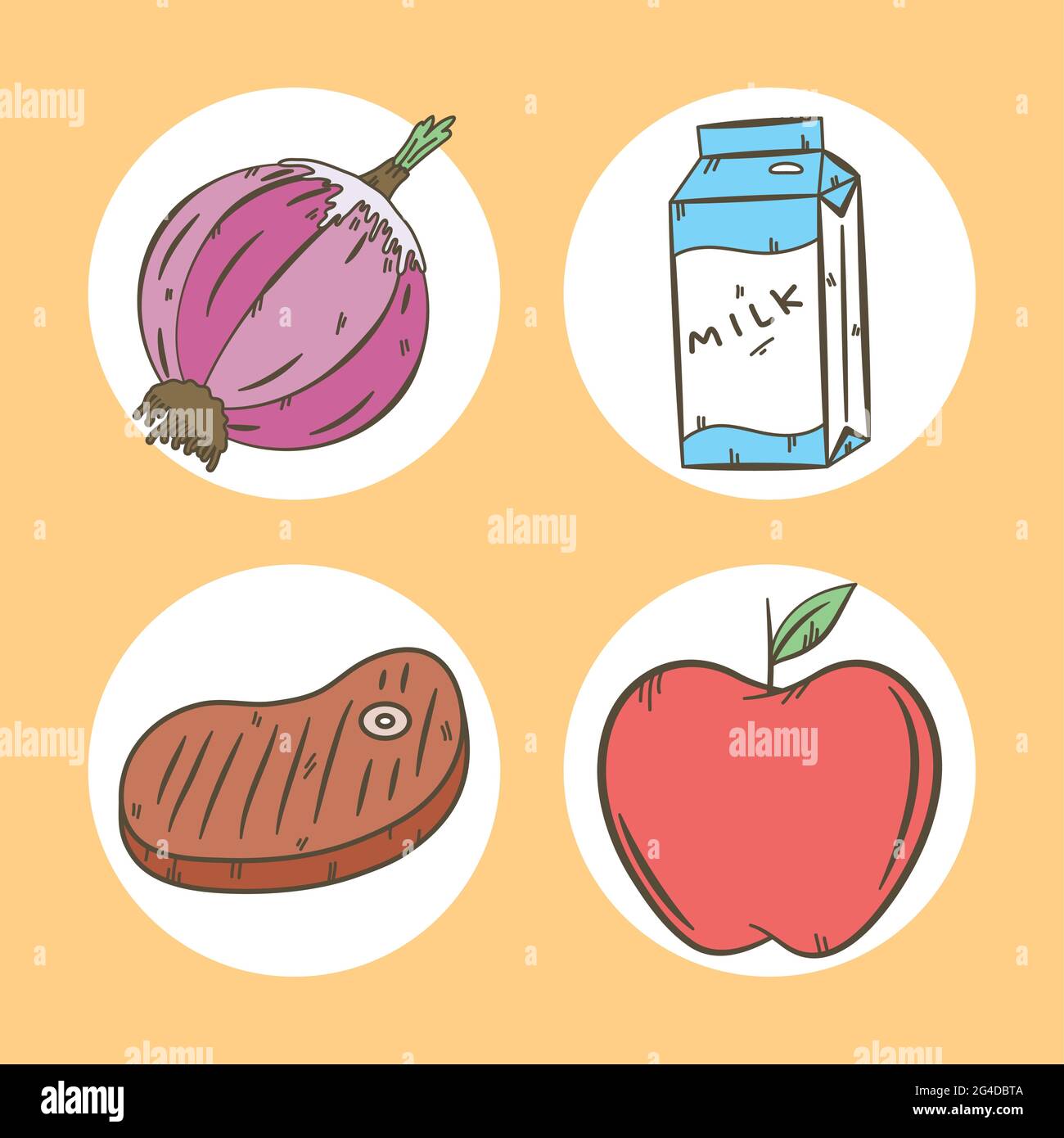 four fast food set icons Stock Vector