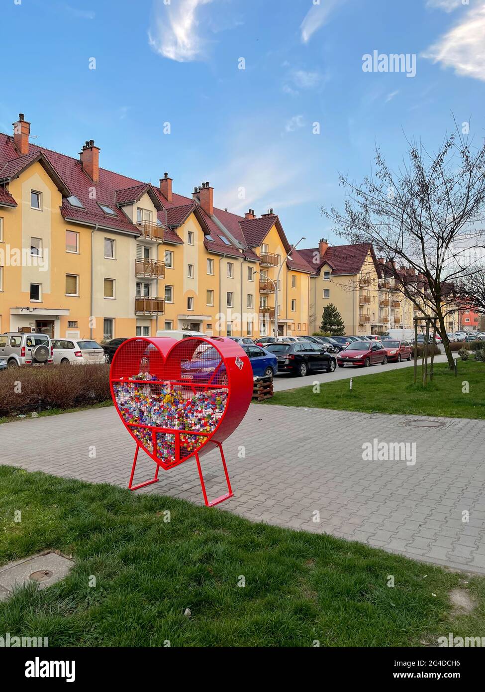 Wroclaw, Poland March 31, 2021 Place for collecting colorful plastic