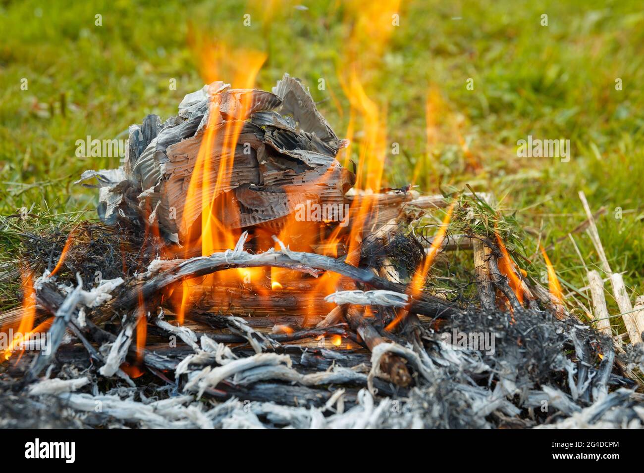 Fire, ashes, grass is engulfed in flames. The concept of fire Stock ...