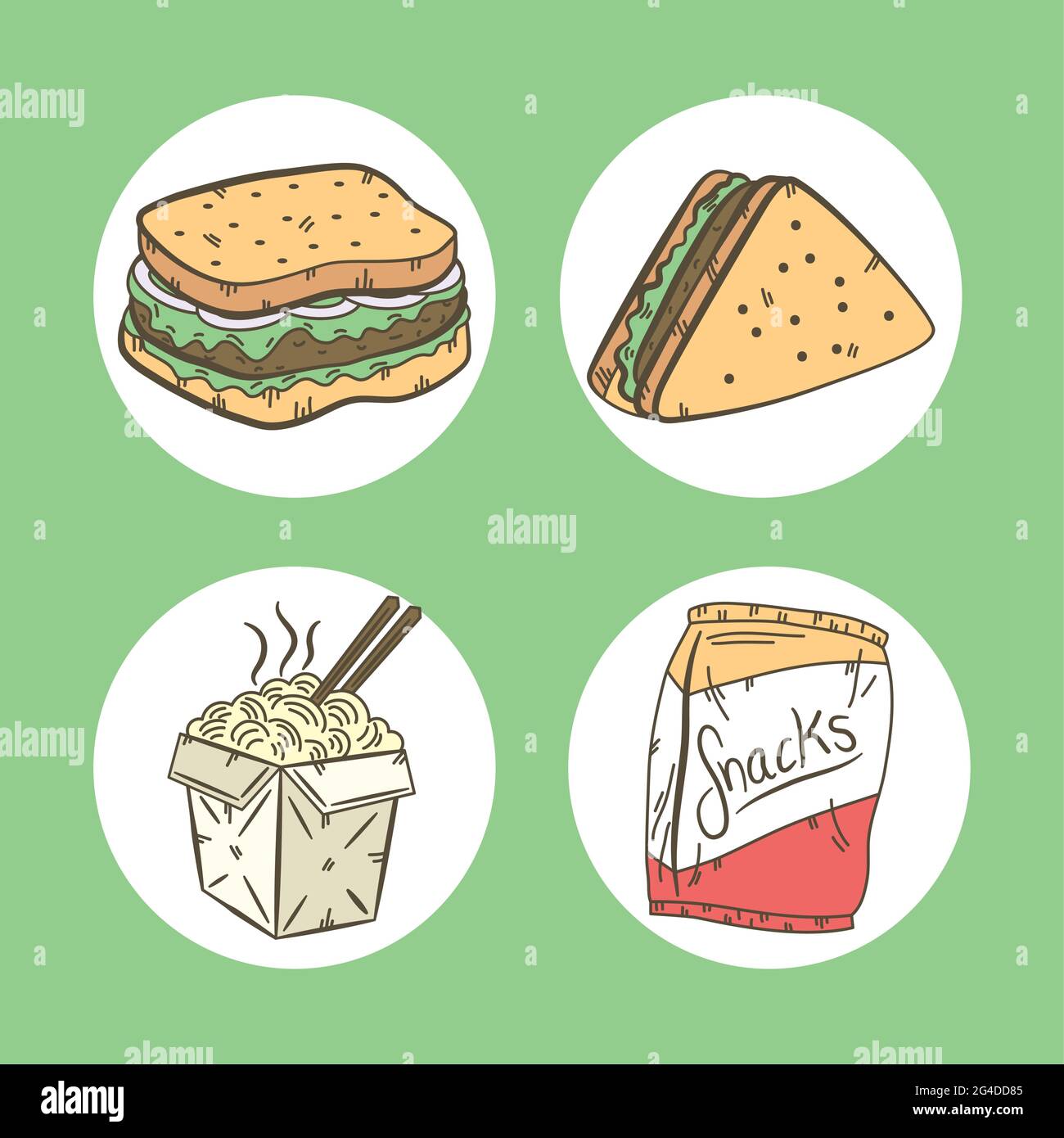 fast food four set icons Stock Vector