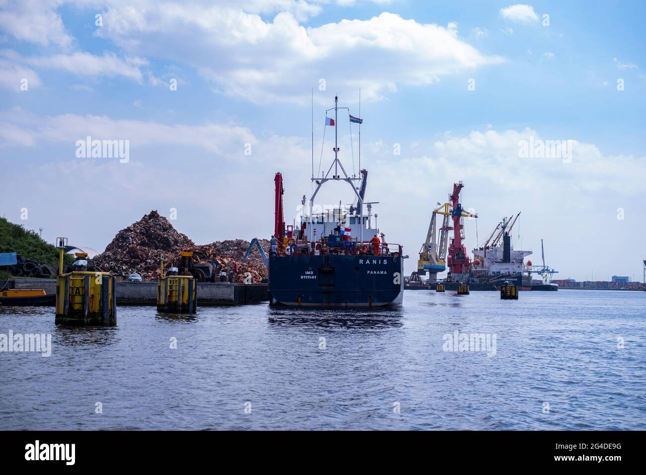 global logistics in the harbours of Amsterdam Stock Photo