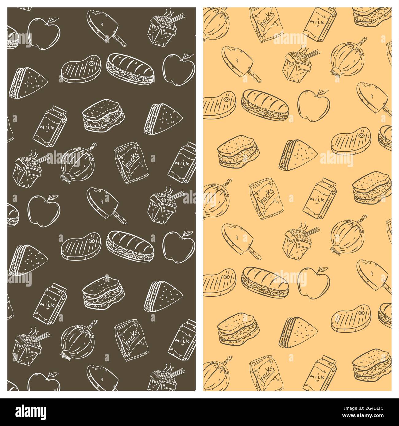 fast food doodle patterns backgrounds Stock Vector Image & Art - Alamy