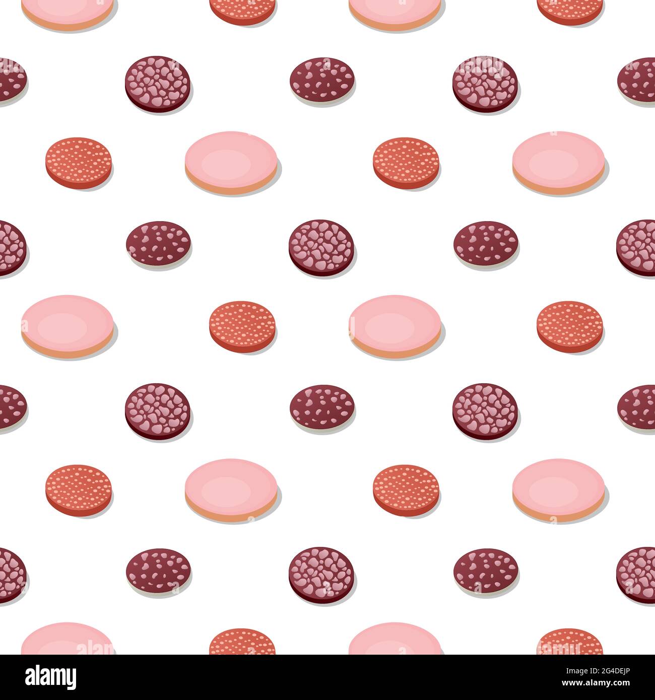 Sausage slice snack. Vector illustration. Seamless pattern background. Stock Vector