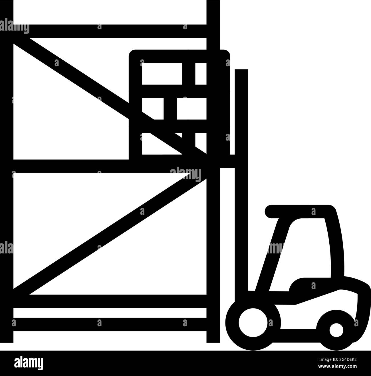 Warehouse Forklift Icon. Bold outline design with editable stroke width