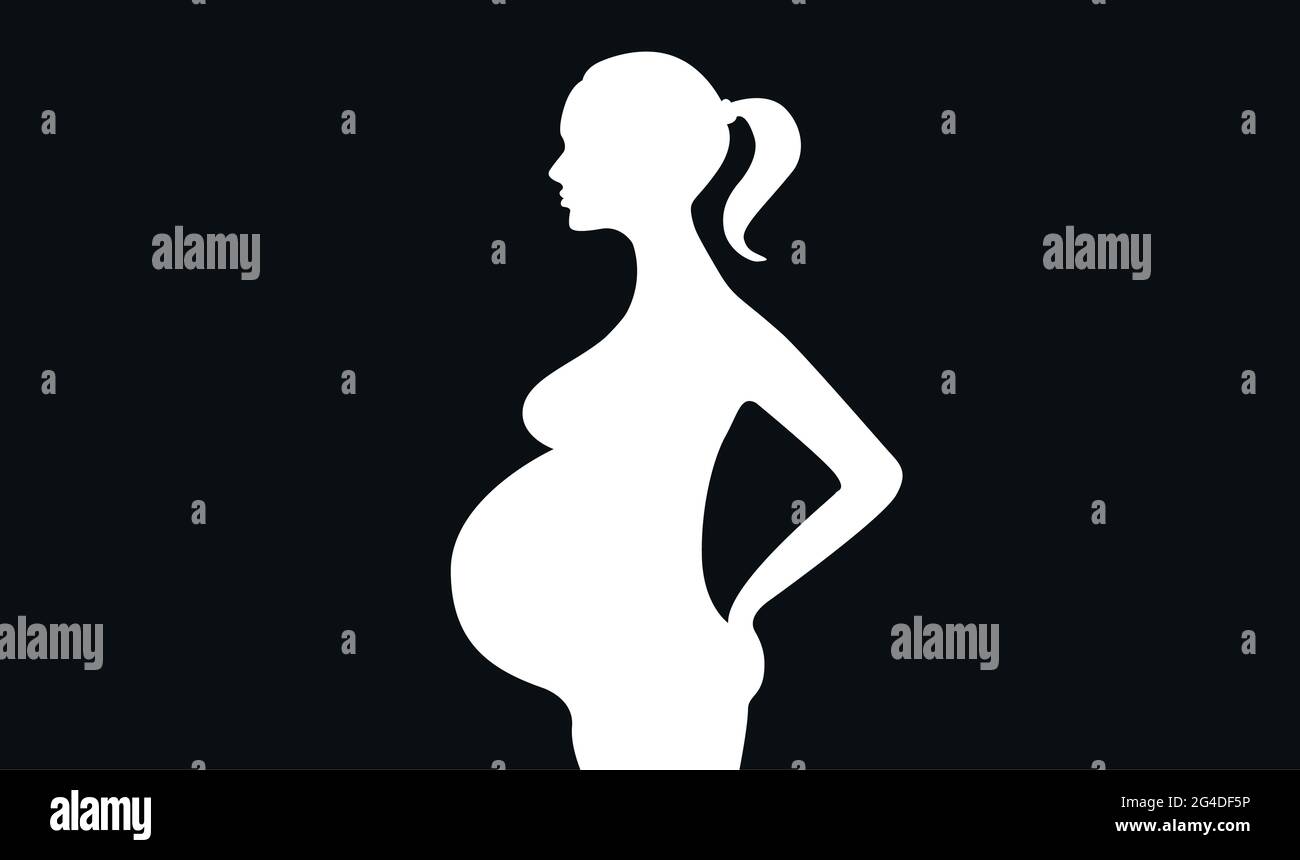 Pregnant woman silhouette isolated on white background. Stock vector ...
