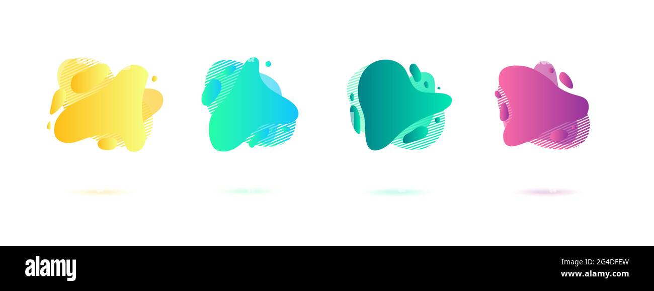 Abstract dynamic gradient graphic elements in modern style. Banners with flowing liquid shapes, amoeba forms. Vector illustration. Stock Vector