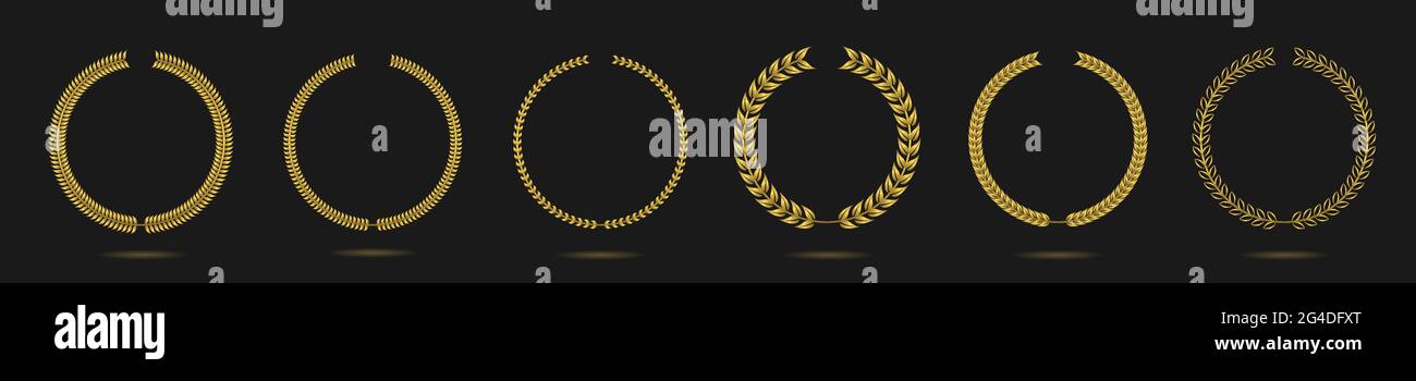 Golden laurel wreath label set Stock Vector