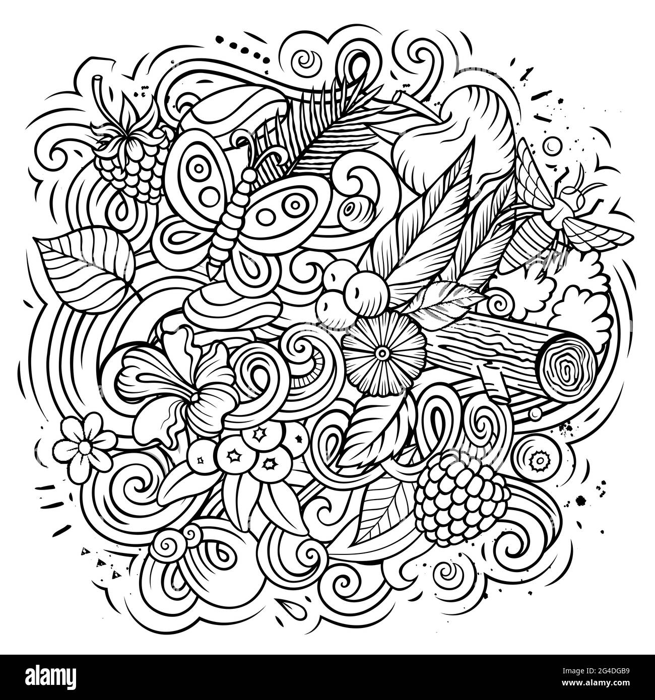 Summer nature vector doodles illustration Stock Vector Image & Art - Alamy