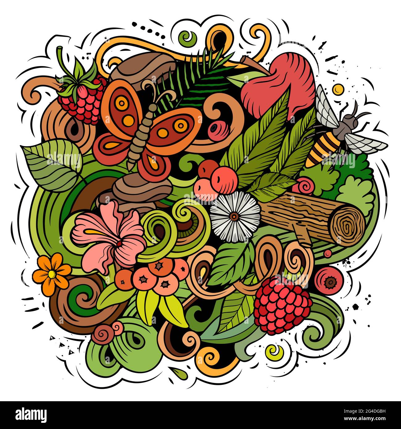 Summer nature vector doodles illustration Stock Vector Image & Art - Alamy