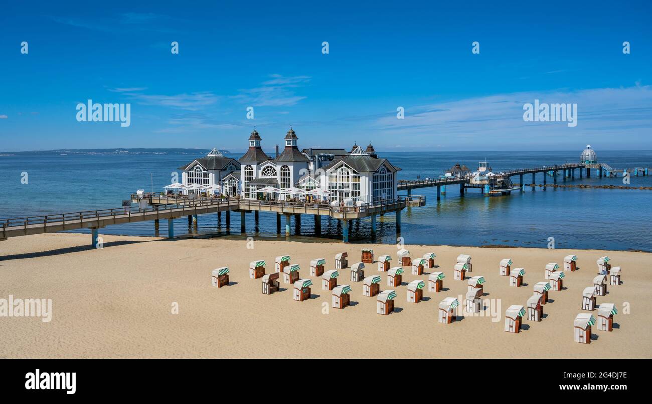 Sellin Pier on the Rügen island at the Baltic Sea, Germany Stock Photo