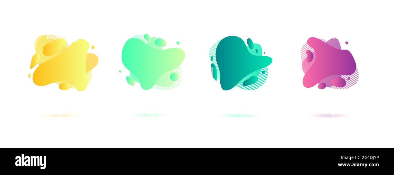 Abstract dynamic gradient graphic elements in modern style. Banners with flowing liquid shapes, amoeba forms. Vector illustration. Stock Vector