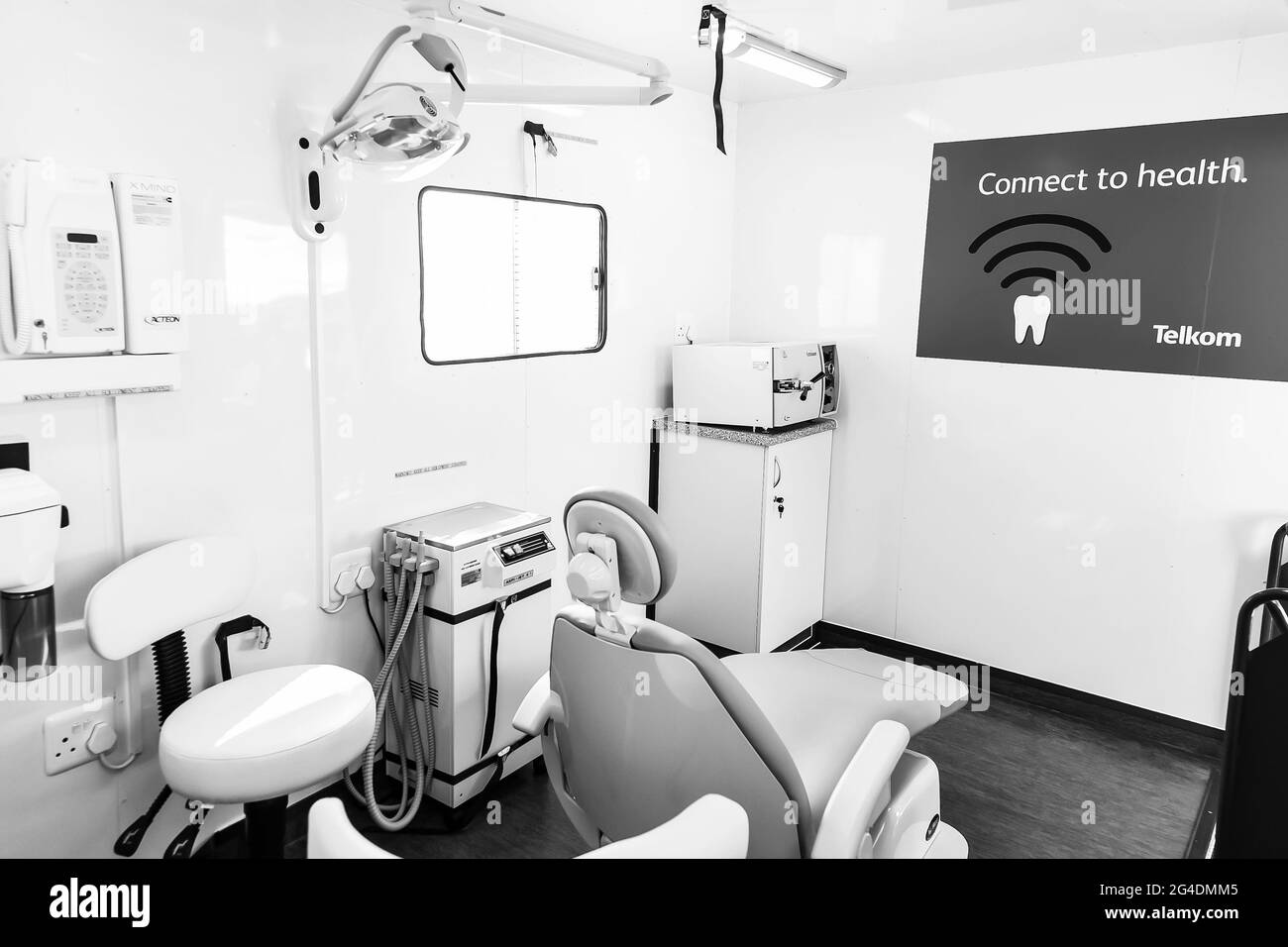 JOHANNESBURG, SOUTH AFRICA - Mar 13, 2021: Johannesburg, South Africa - May 14 2015: Mobile Clinic for Mother and Child and Dental Services Stock Photo