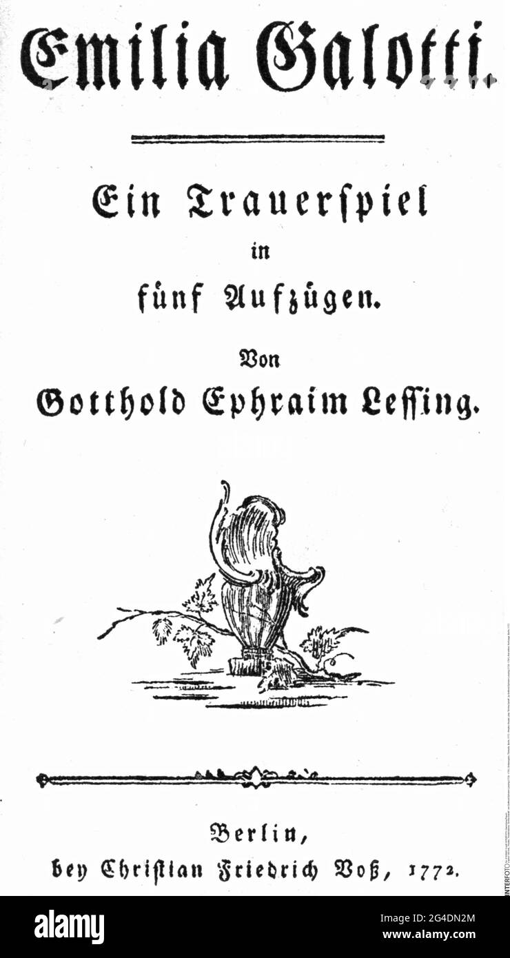 theatre / theater, play, 'Emilia Galotti', by Gotthold Ephraim Lessing (1729 - 1781), first edition, ARTIST'S COPYRIGHT HAS NOT TO BE CLEARED Stock Photo